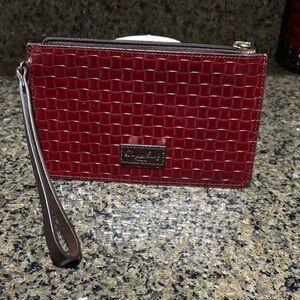 Dooney & Bourke Burgundy basket weave Wristlet